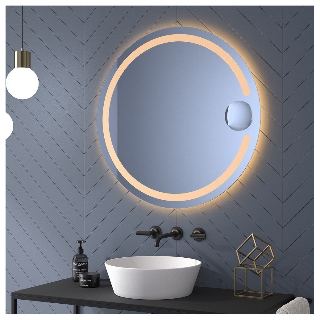 Espejo de baño Iluminación LED 70 cm de diámetro Espejo Redondo de